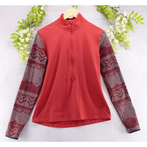 Nike Pro Dri-Fit Hyperwarm Women's Red Half-Zip Training Pullover Long Sleeve L